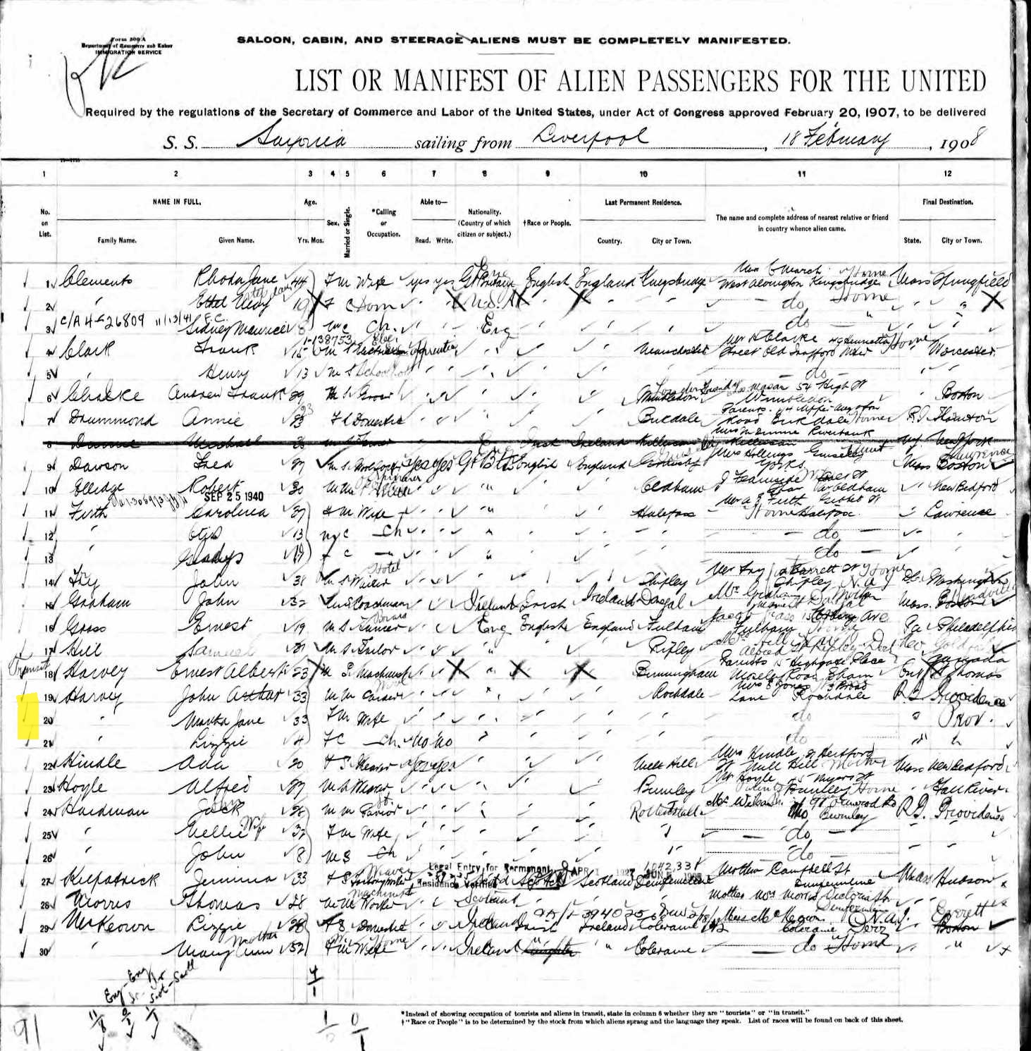 1908 manifest